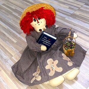 Raggedy Ann Rag Doll Plush gingerbread cookie doll vintage farmhouse Christmas